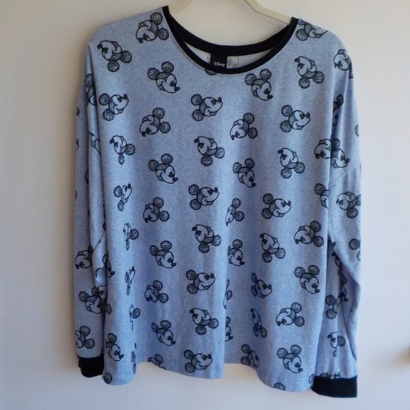 Disney Pajama Top - Blue Mickey - Large Long Sleeve Soft Women's (580) - Picture 1 of 3